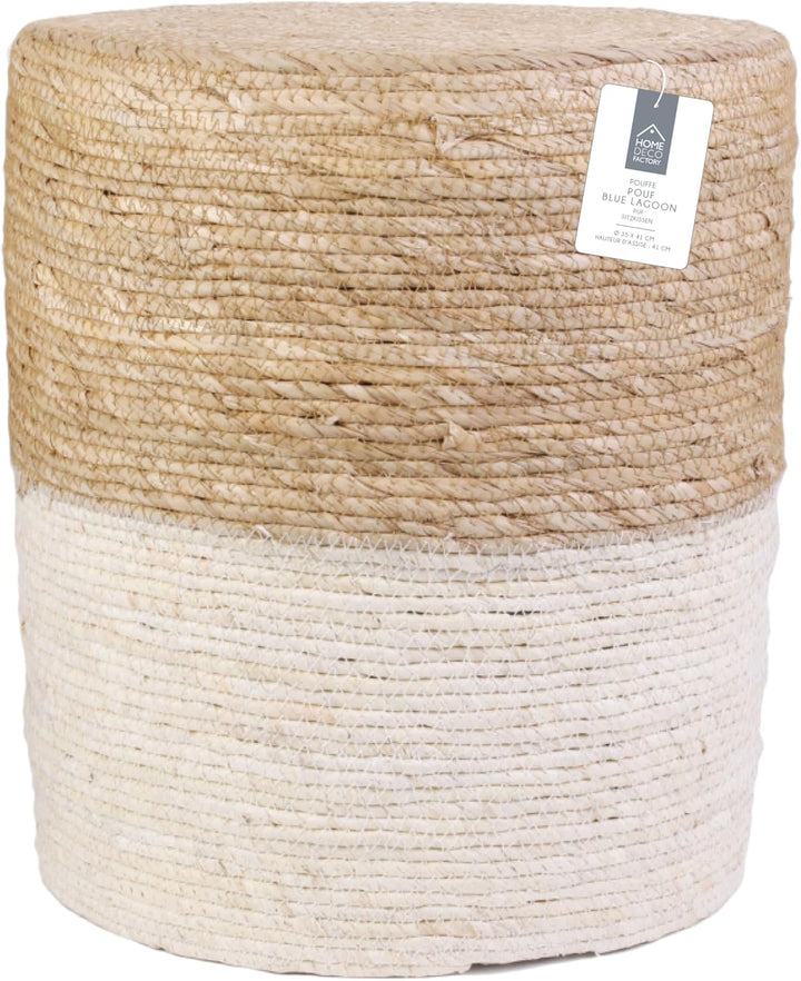 Home Deco Factory Sitzsack, Polyester, Beige/Sandblau, Medium Beige/Sandblau Medium, Beige/Sandblau