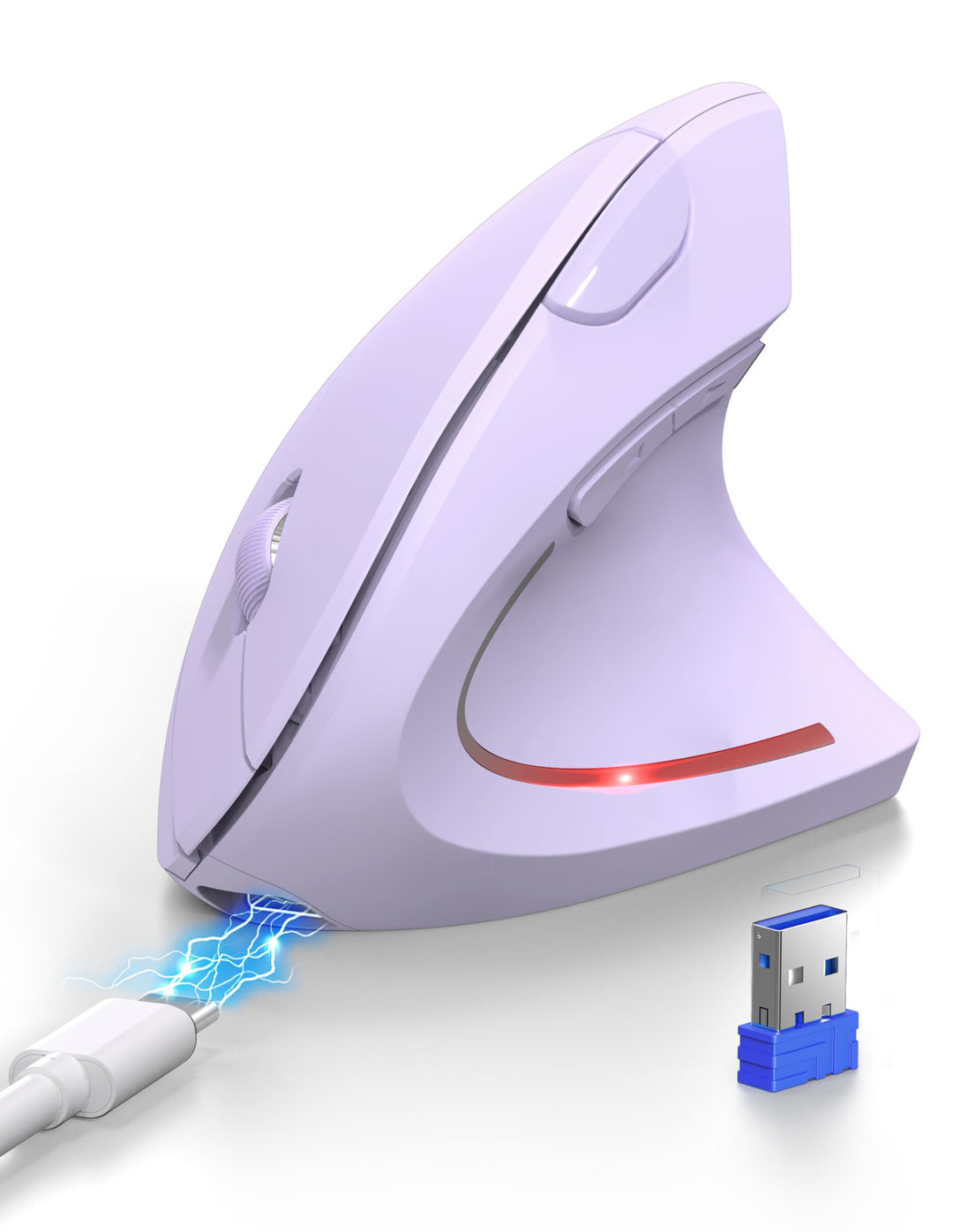 TECKNET Ergonomische Bluetooth Maus, Wiederaufladbar Kabellose Vertikale Maus (BT 5.0/3.0 + 2.4G), 6