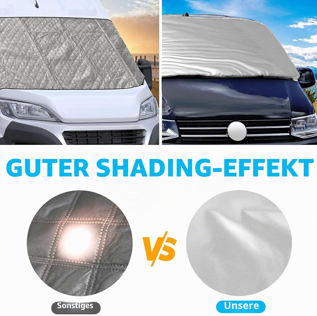 Auto Windschutzscheiben Abdeckung passend für VW T5 Caddy 2010-2020, Faltbare Silber Externe Thermo