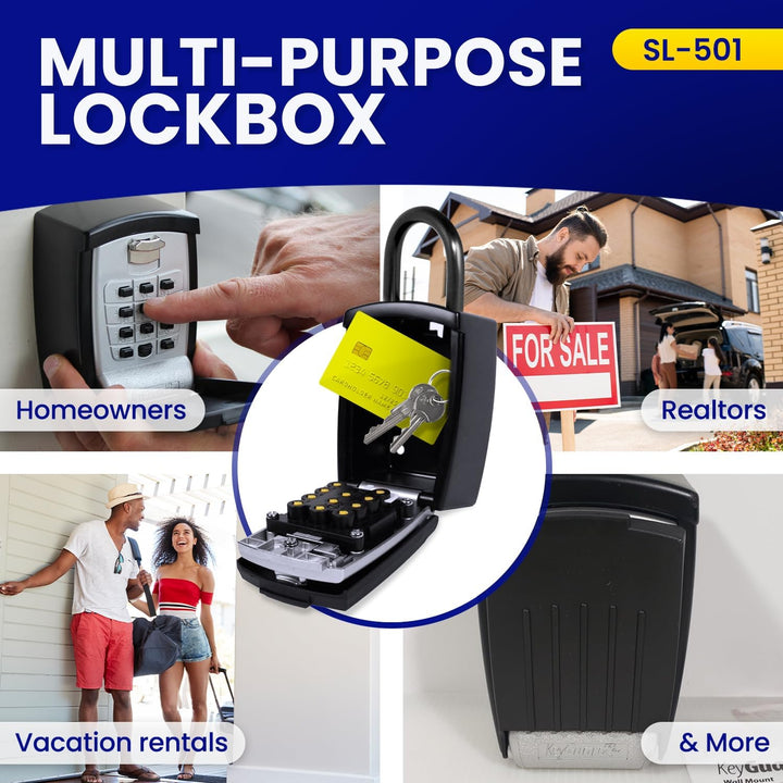KeyGuard SL-501 Stanzknopf-Box, grosse Kapazität, für Schlüssel, Bügelschloss, Schwarz Grosse Kapazi