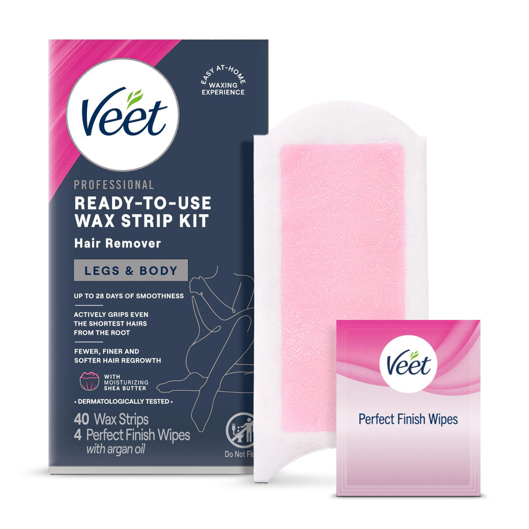 VEET ready to use wax strips - Haarentfernung für Beine und Körper - 40 Streifen aus USA