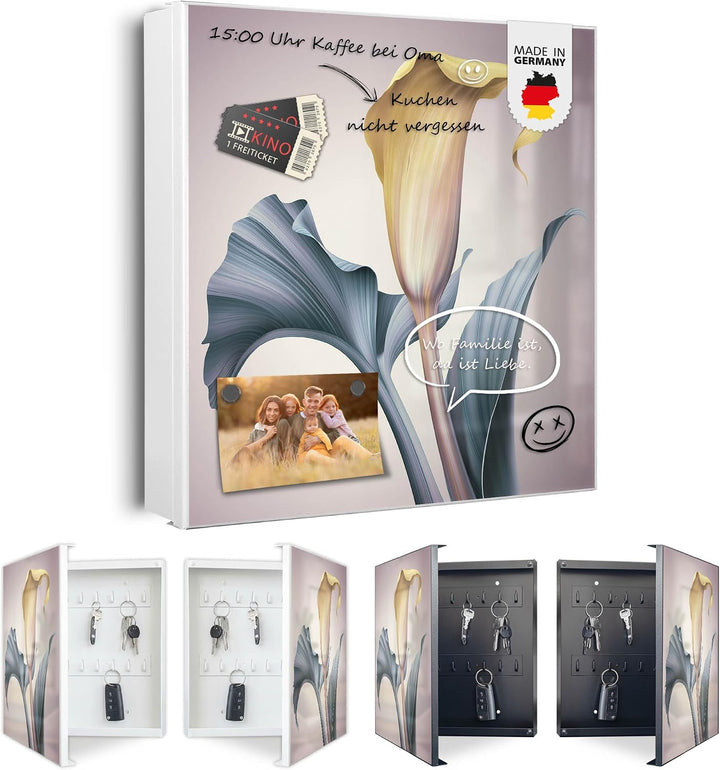 banjado Grosser Schlüsselkasten Metall - Schlüsselbox 30x30cm beschreibbarer mit 32 Haken - Schlüsse