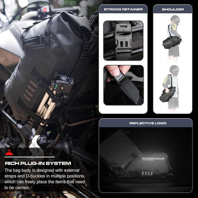 Rhinowalk Motorrad Satteltasche 18L (9L*2) Wasserdicht Motor Seitentasche Gepäcktasche Hecktasche Hi