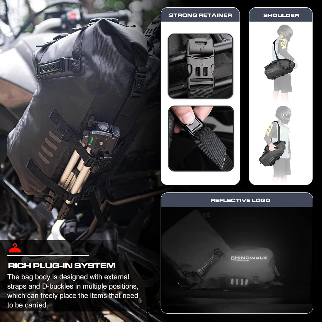 Rhinowalk Motorrad Satteltasche 28L (14L*2) Wasserdicht Motor Seitentasche Gepäcktasche Hecktasche H