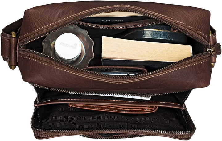 STILORD 'Nathan' Umhängetasche Herren Leder klein braun Vintage Herrentasche 10,1 Zoll Tablettasche