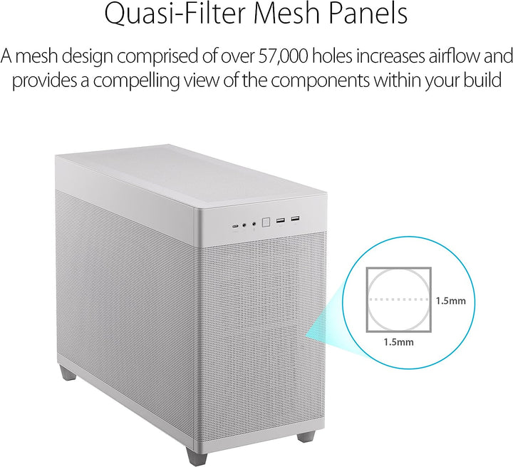 ASUS Prime AP201 MicroATX Gehäuse weiss (33 Liter, unterstützt 280- & 360-mm-Kühler, Grafikkarten bi
