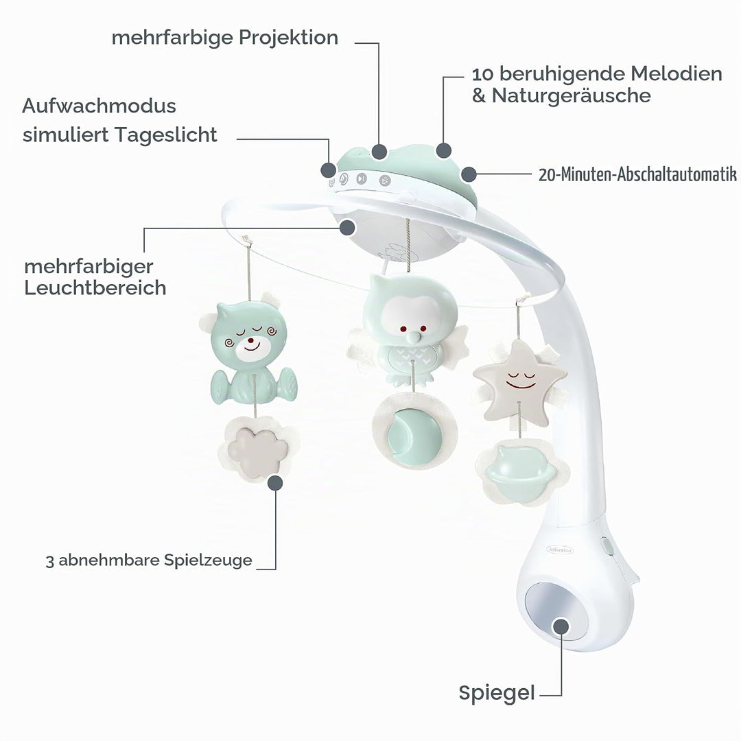 Infantino 3-in-1 Projektor Musik-Mobile, Umwandelbares Mobile, Lichtprojektor für Tisch &amp; Kinderbett
