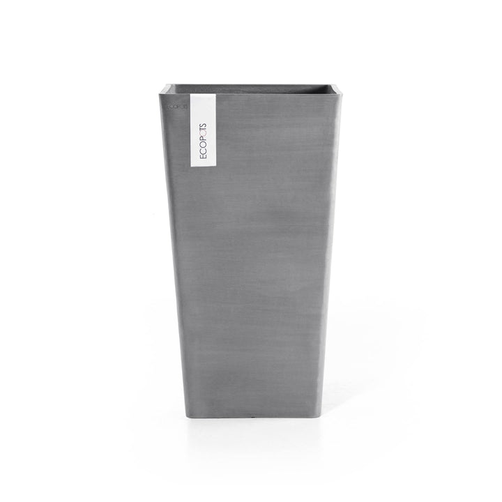 ECOPOTS Blumentopf Rotterdam Grau - 30 x 30 cm, 56 cm hoch - quadratisch gross - Pflanzentopf aus Re