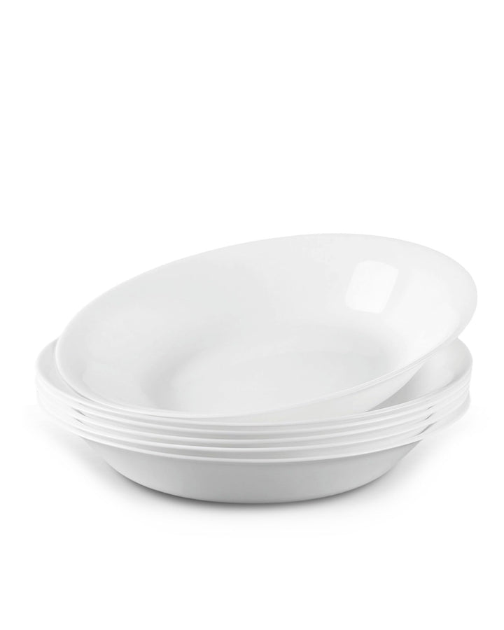 1 L Opalglas Nudelschalen-Set mit 6 Stück, Leichtgewichtige 24,13 cm Runde Grosse Flache Servierscha
