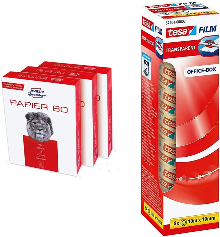 AVERY Zweckform 2575 Druckerpapier, Kopierpapier (1.500 Blatt, 80 g/m², DIN A4 Papier, weiss, für al