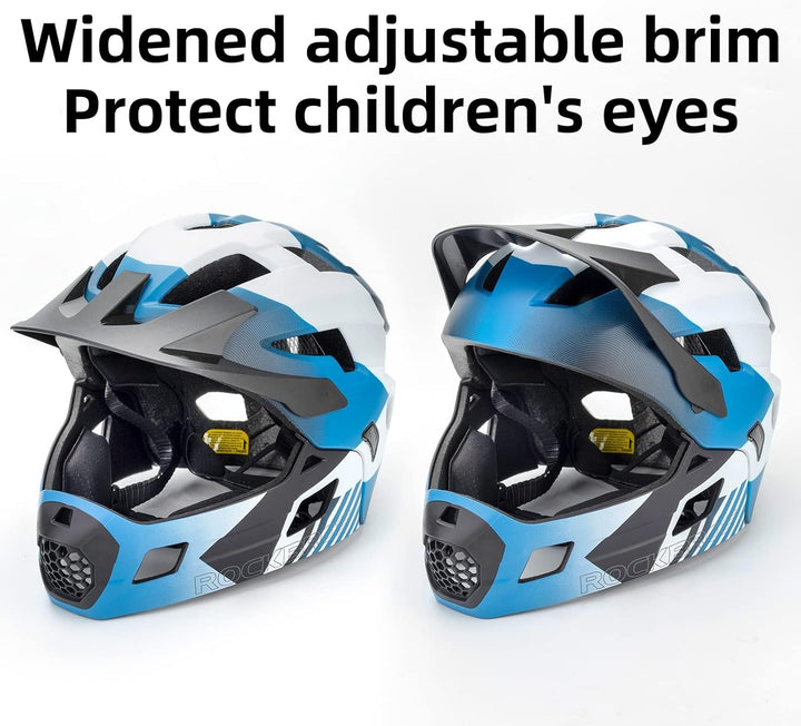 ROCKBROS Kinderhelm Integriert Fahrradhelm Kinder Jugend Fullface Helm mit Abnehmbarem Kinnschutz BM