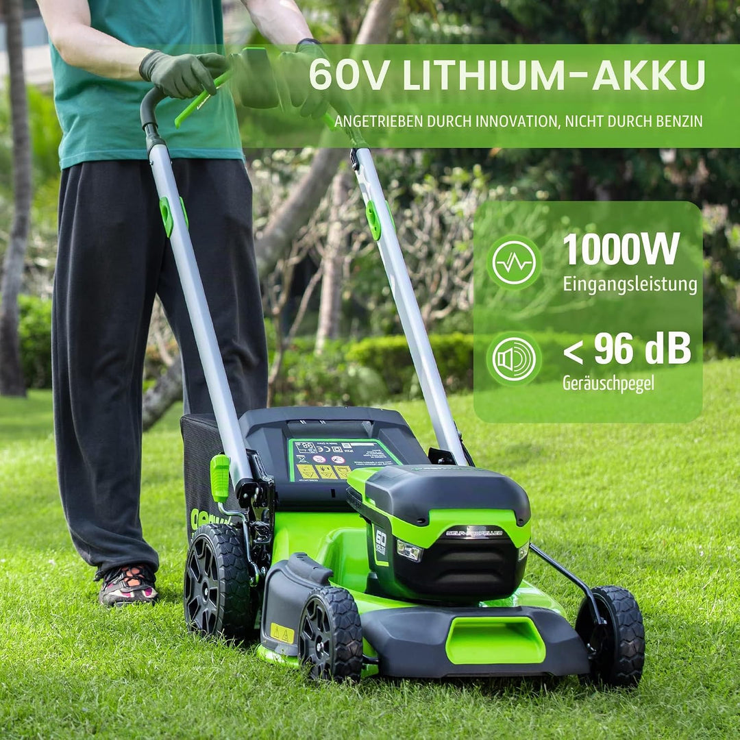 Greenworks Pro 60V 46cm Bürstenloser Akku-Rasenmäher, Selbstfahrend, Schnitthöhe 25-85mm, Klappbarer