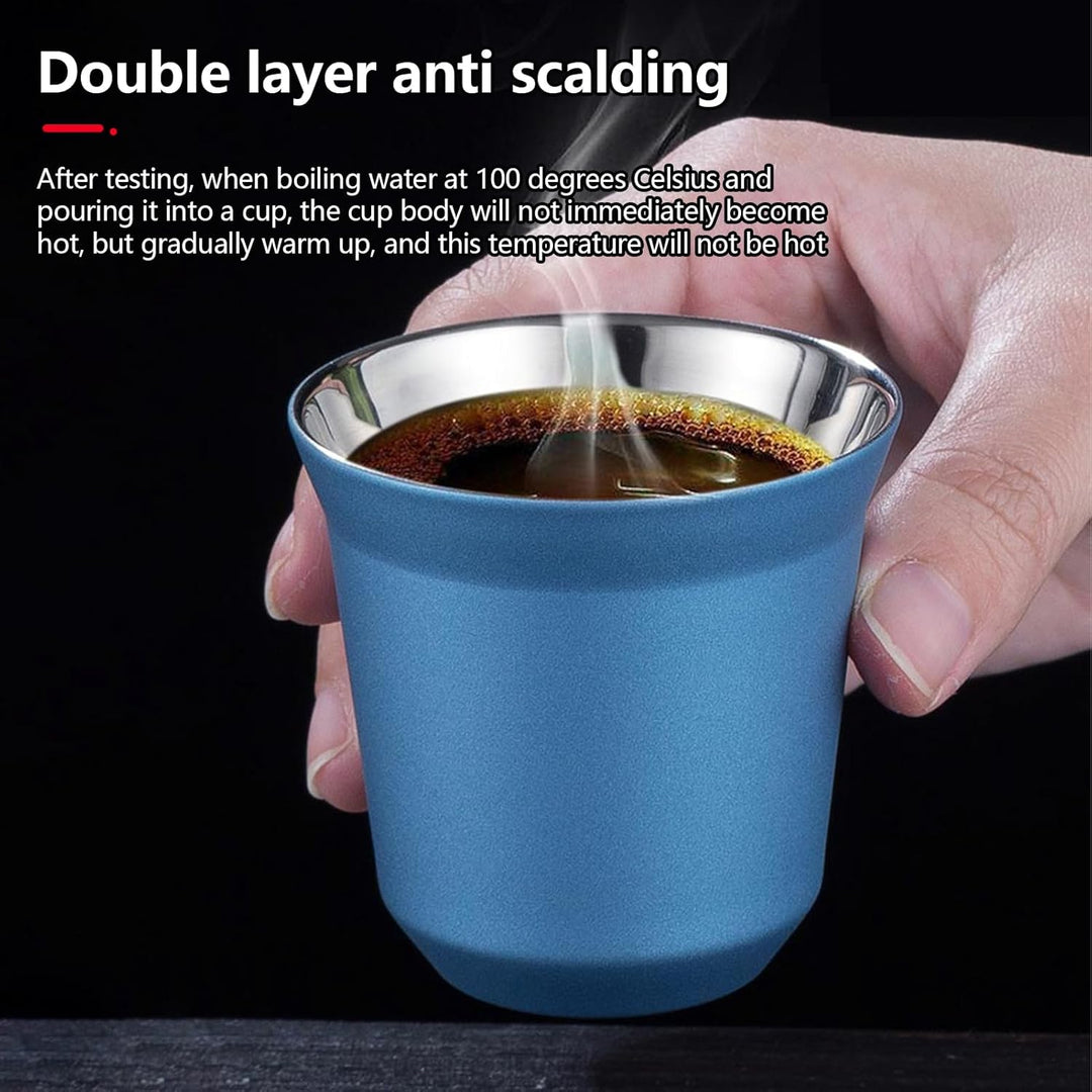 2er-Set Edelstahl Espressotassen Dickwandig, 80ml Espressotassen Aus Edelstahl, Espresso Tassen, Kaf