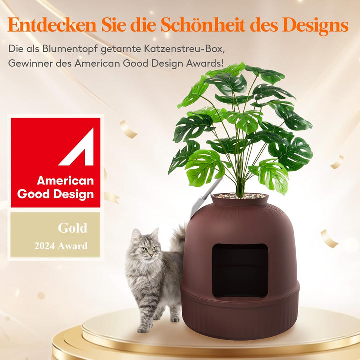 Lifewit Katzenklo mit Kunstpflanze und Schaufel für grosse Katzen, verstecktes Katzenklo mit Geruchs