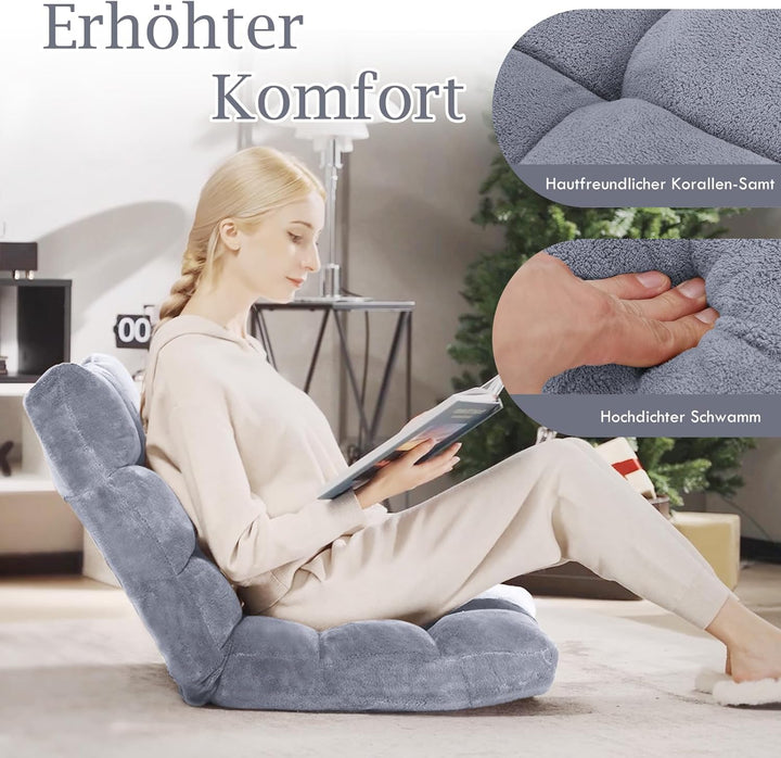RELAX4LIFE Bodenstuhl Faltbar, Lazy Sofa, Meditationsstuhl, Bodensessel mit Verstellbarer Lehne, für