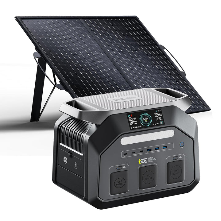 IEE 1800W Solargenerator P1800 mit 100W Solarpanel, 1024Wh LiFePO4 Akku Tragbare Powerstation, 0–80%