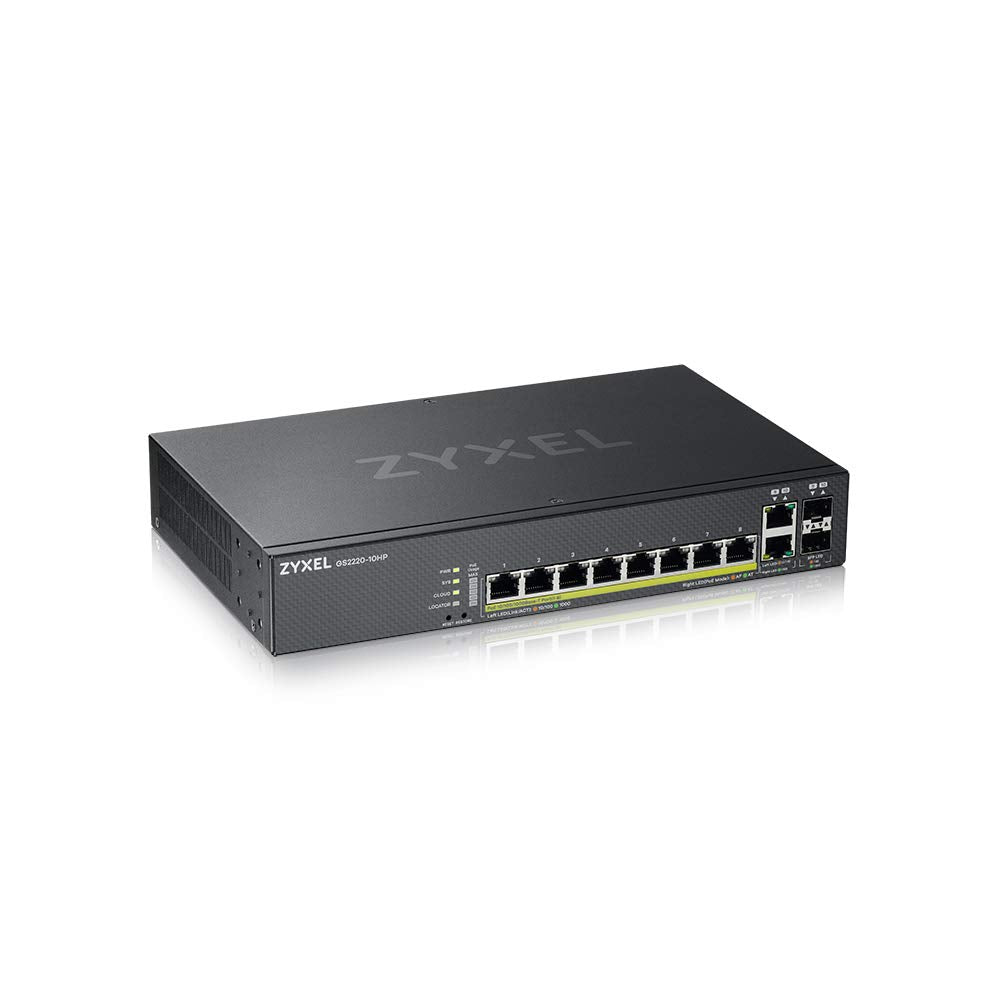 Zyxel Gigabit Ethernet Layer 2 Managed PoE+ Switch mit 8 Ports, einem Budget von 180 W, zwei Gigabit