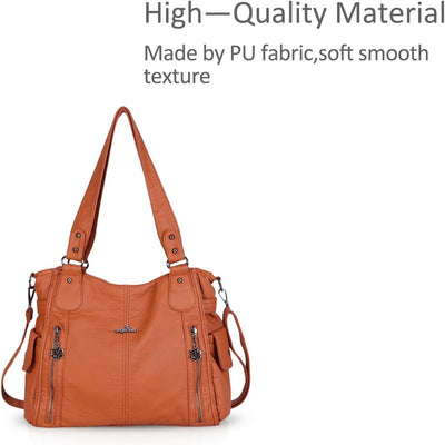 NICOLE & DORIS Women Hobo bags shoulder bags Washed Leather Totes Crossbody with Multiple Compartmen