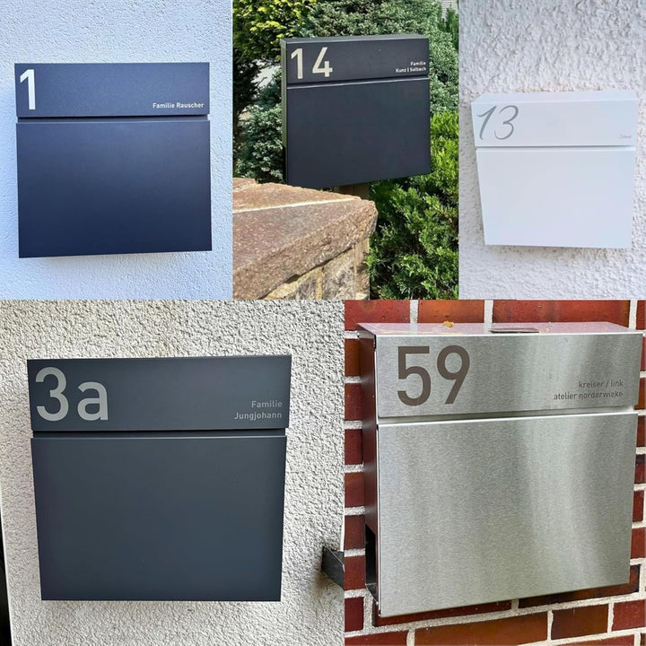 Radius Designer Briefkasten Silber – Letterman 6 Basic – Edelstahl V2A Wandbriefkasten mit Zeitungsf