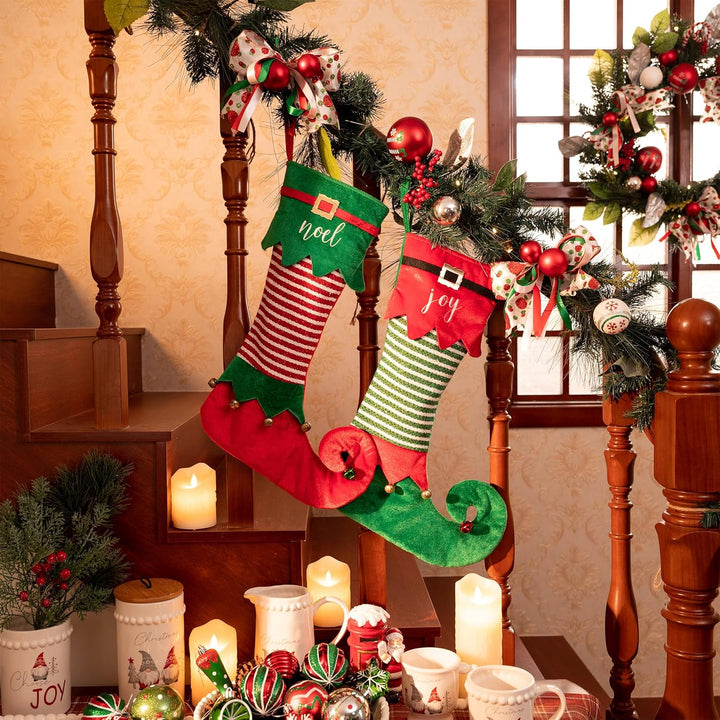 VALERY MADELYN Weihnachtsstrumpfe 46cm 2er Set Stoff Nikolausstiefel Weihnachtsdeko Weihnachtssocken