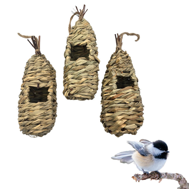 3 PAGEN® Vogelnester 3er-Set aus Naturmaterialien, Vogelnest 3 Stück, Vogelhaus zum Aufhängen, Wildv