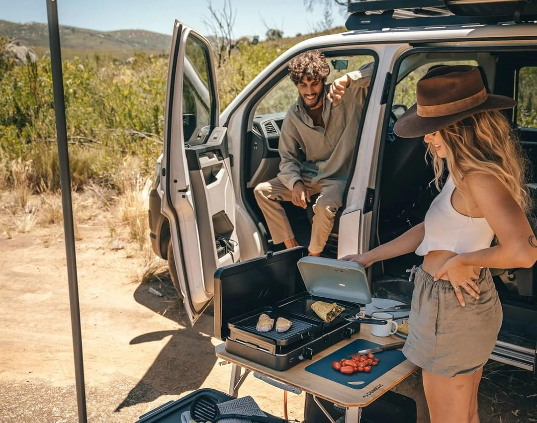 CADAC - 2 Cook 3 Turbo Deluxe und Camping-Kochbuch - Gas Tischgrill mit 2 Brennern und Rezeptbuch -