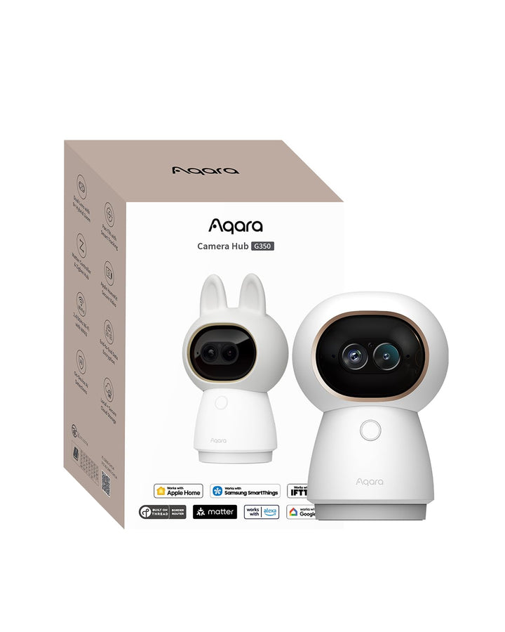 Aqara 4K UHD Dual Objektiv Kamera-Hub G350, Überwachungskamera Innen mit 9X Zoom und 360° PTZ, KI-Au