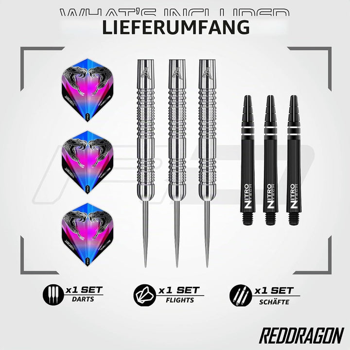 RED DRAGON Peter Wright Snakebite Euro 11: 20g oder 24g Tungsten Darts mit Flights und Schäfte 24.0