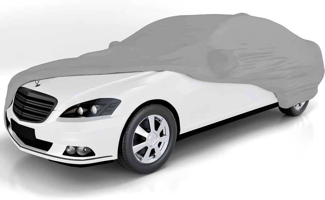 BUSHBOCK® Premium Autoabdeckung Indoor - Satin Schutzhülle Stoff - Abdeckplane Autoplane Autogarage