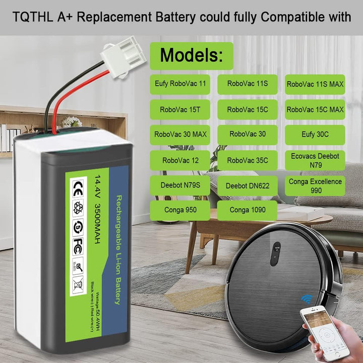 14.4V 3500mAh Ersatzakku Kompatibel mit Ecovacs Deebot N79 N79S DN622, für RoboVac 11 11S 11S MAX 12