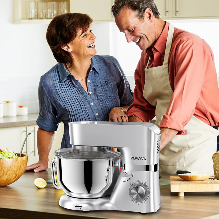 Küchenmaschine, POWWA 6,2 L Rührmaschine Knetmaschine, 6+1 Geschwindigkeit Teigmaschine,1500W Teigkn