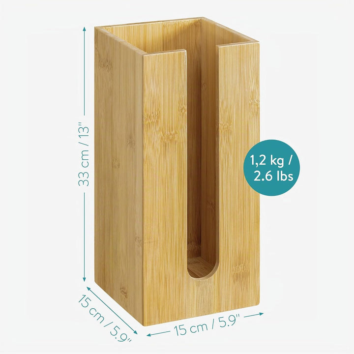 Navaris Bambus Toilettenpapier Rollenhalter - 15x15x33cm Ersatzrollenhalter frei stehend kompakt - B