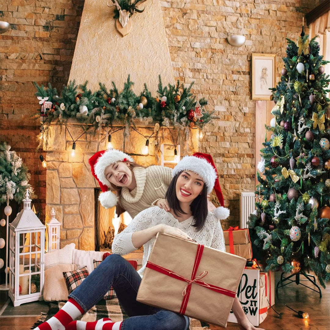 AIIKES 8x8FT Weihnachten Kulissen für Fotografie Weihnachten Kamin Foto Kulissen Vinyl Weihnachtsbau