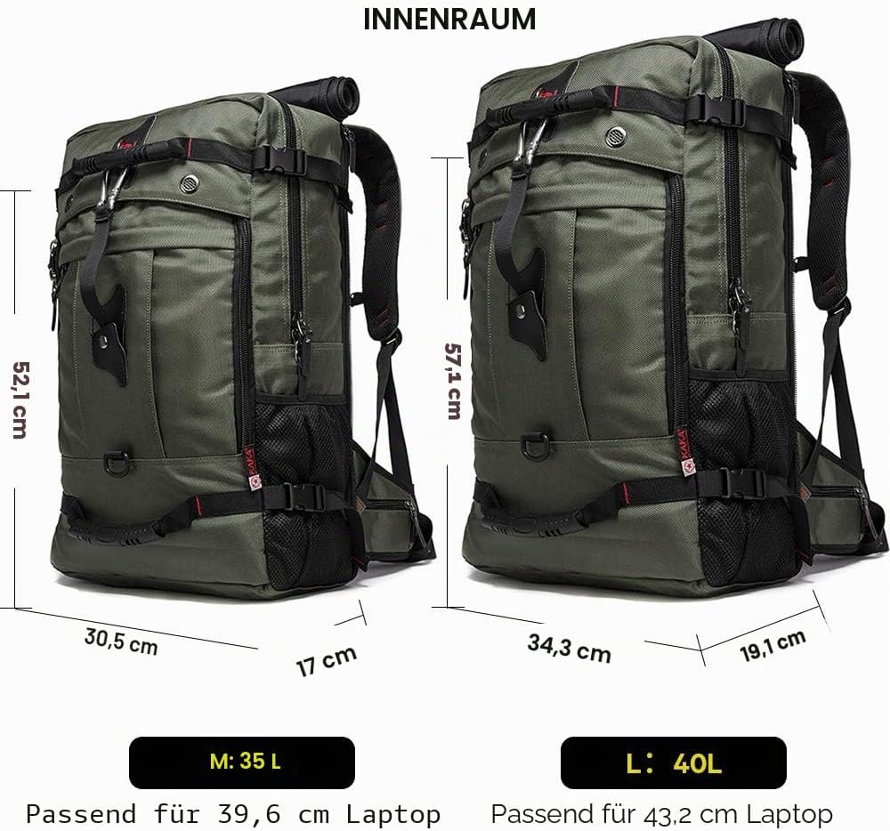 KAKA Travel Backpack, Carry On Backpack Durable Convertible Duffle Bag Fit for 15.6 Inch Laptop for
