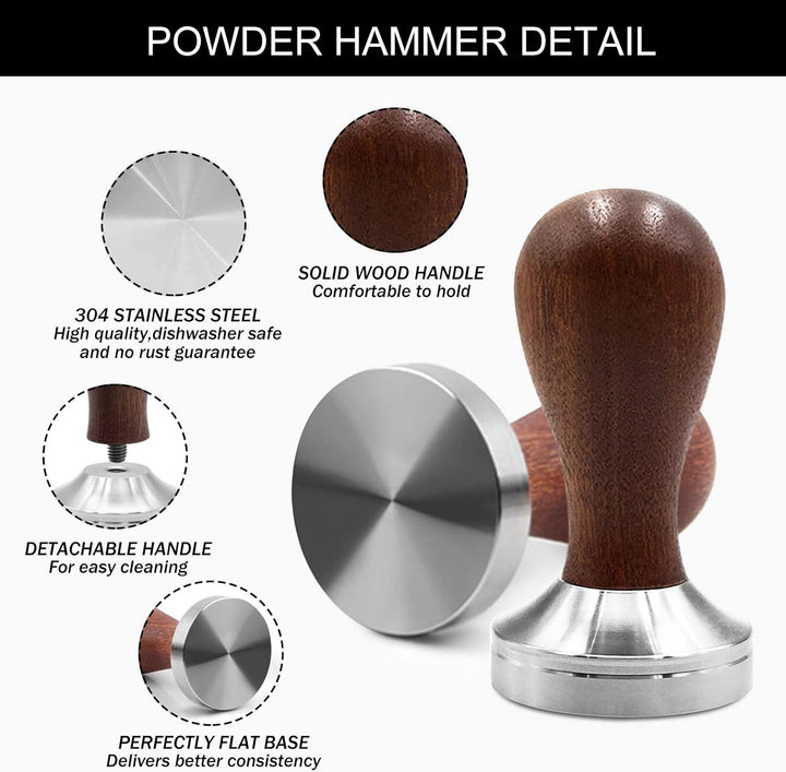 Kaffee Tamper Set 51mm,Espresso 22pcs,- aus Edelstahl Enthält Kaffeedrücker,Ablage,350ml Milchkännch