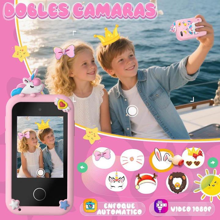 Fippesax Kinder Handy Smartphone Spielzeug, Kinderkamera 2,8" Touchscreen Handy für Mädchen Jungen,