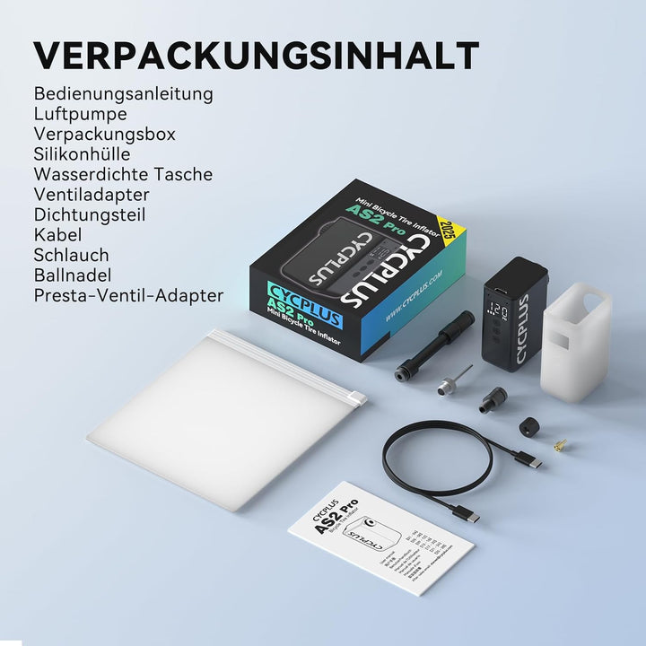 CYCPLUS AS2Pro Tiny Elektrofahrradpumpe, 120g, Aluminiumgehäuse | 120PSI, Auto-Stopp, Druckanzeige,