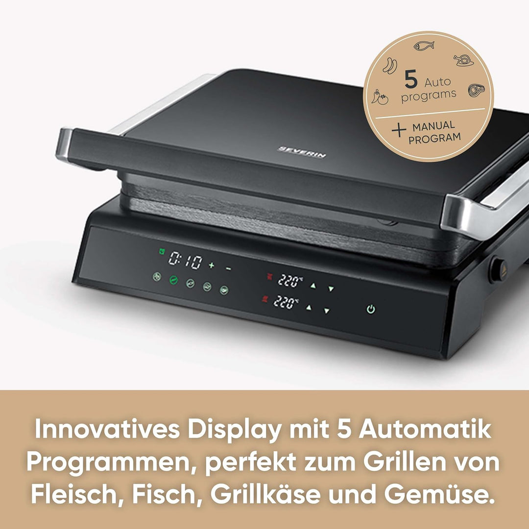 SEVERIN SEVINI Comfort für Fleisch, Fisch & Gemüse, digitaler Sandwich-Maker für fettfreies Grillen