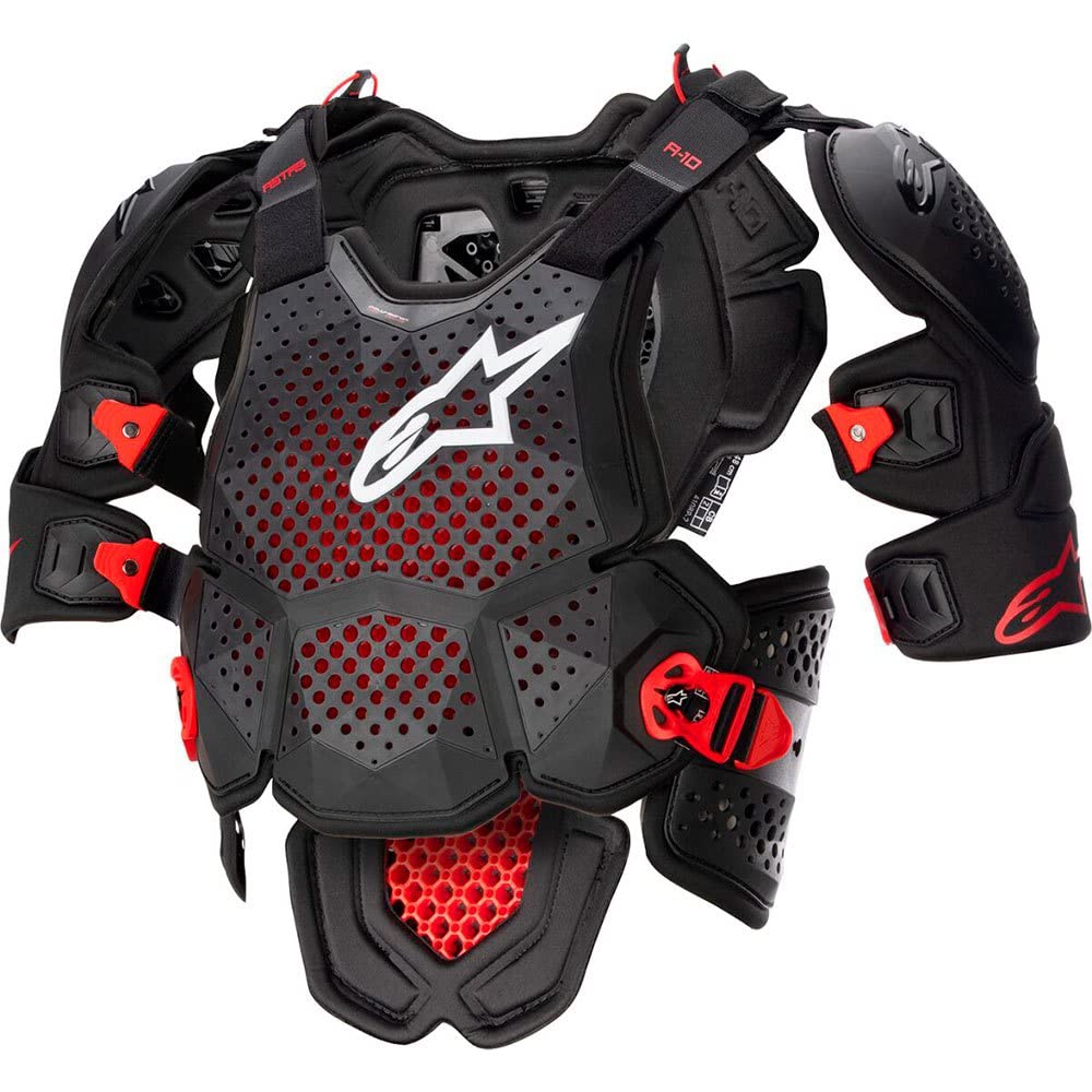 Alpinestars Brustpanzer A-10 V2 Anthrazit/Schwarz/Rot Grau XL/2XL, Grau XL/2XL