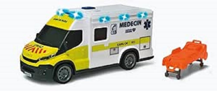 Dickie – Krankenwagen Samu 18 cm – Fahrzeug Massstab 1:18 – Sound und Lichter – inklusive Trage – ab