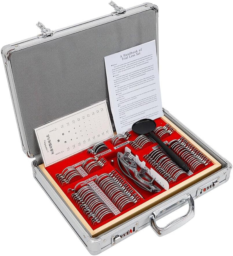 104Pcs Trial Lens Set Metallfelge Fall Testrahmen Optometrie Kit Metall Rand Optisches Testlinsen Ge
