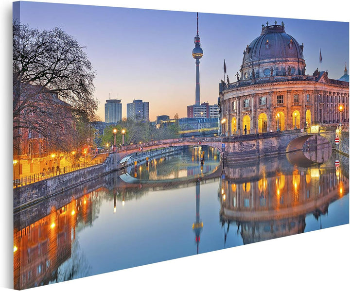 islandburner Bild auf Leinwand Berlin Abenddämmerung Bilder Wandbilder Poster Leinwand 100x57cm, Lei