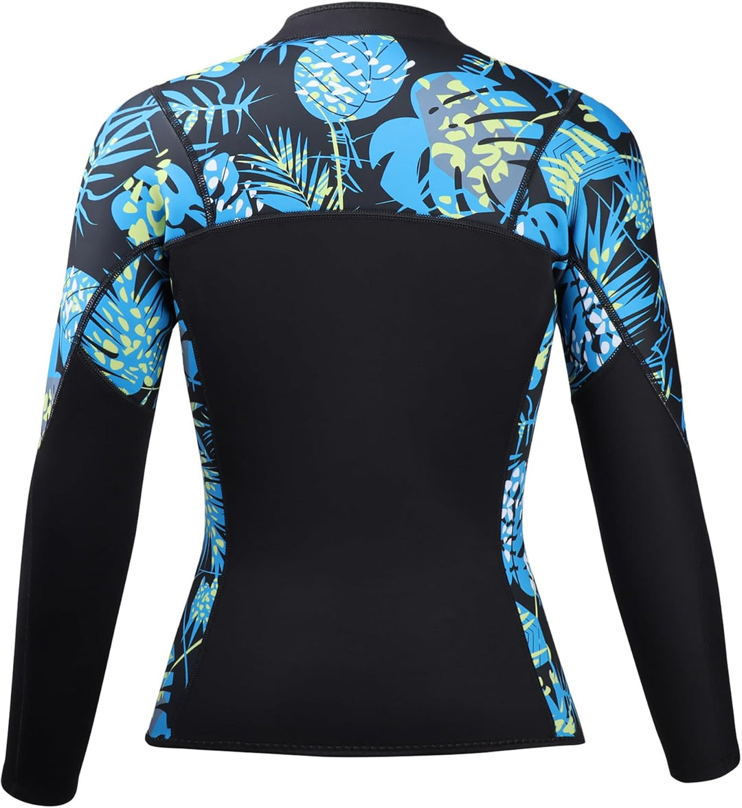 Owntop Neoprenanzug Jacke für Herren/Damen - 2mm Neoprenanzug Top Langarm, Frontreissverschluss für
