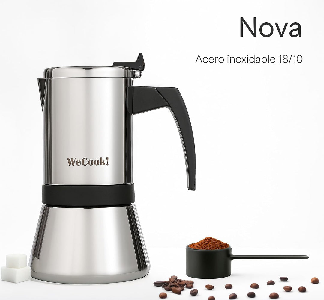 WECOOK! Espressokocher aus Edelstahl 18/10 für Induktion 6 Tassen – Moka/Espresso – ergonomischer So