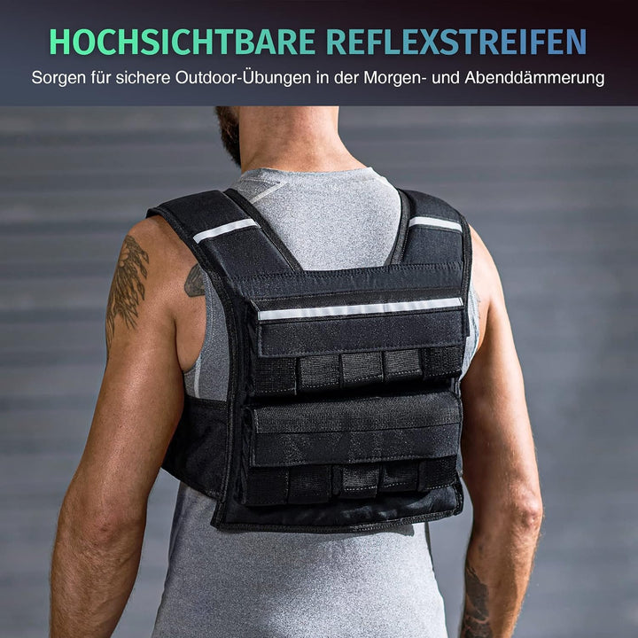 ZELUS Gewichtsweste Verstellbar 0,5-10,5kg / 0,5-20,5kg Trainingweste mit 20 Einstellbaren Gewichten