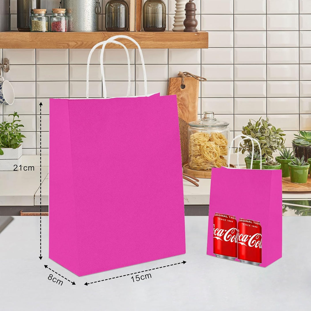 Gucass 50 Stück Klein Papiertüten mit Henkel, Bunt Kraft Papiertaschen Geschenktüten, 15x8x21cm Papi
