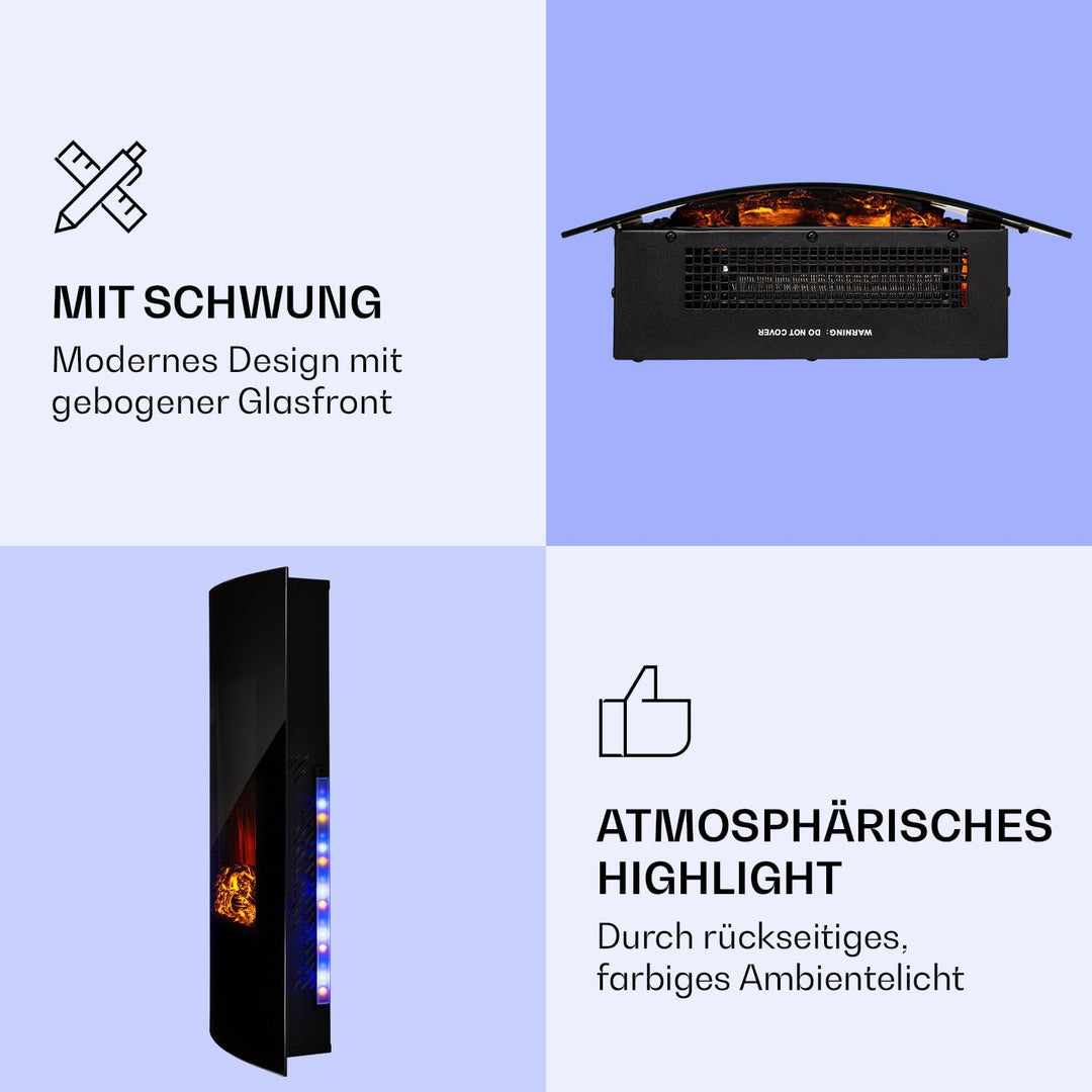 Klarstein Elektrokamin, Elektro Heizungen für Wohnzimmer & Innenräume, Elektrischer Kamin mit LED Fl