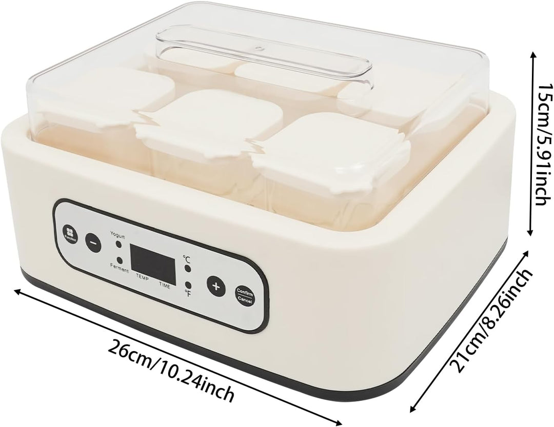 Joghurtbereiter, Joghurtmaschine mit 6 Stück 250 ML Gläsern, 25W Joghurt Maker Einstellbare Temperat