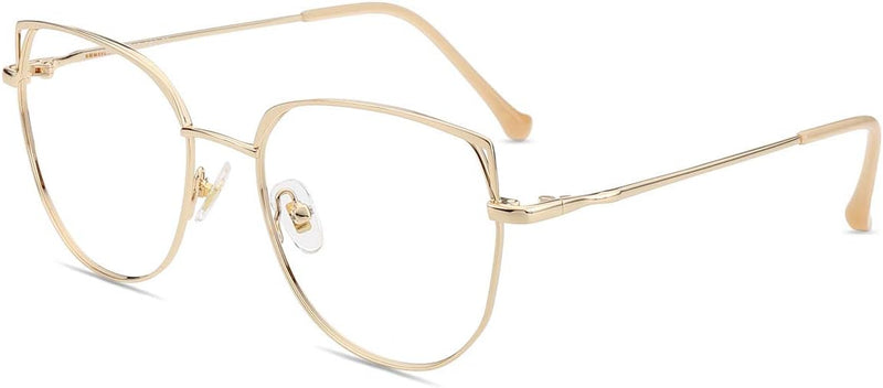 Firmoo Computer Brille Damen, Blaulichtfilter Brille ohne Sehstärke Entspiegelte Vollrand Metallbril