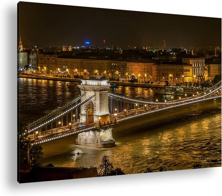 deyoli Kettenbrücke im schönen Budapest im Format: 60x40 als Leinwandbild, Motiv fertig gerahmt auf